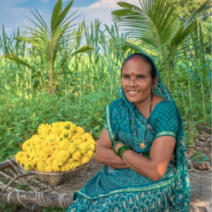 Rural woman with flowers